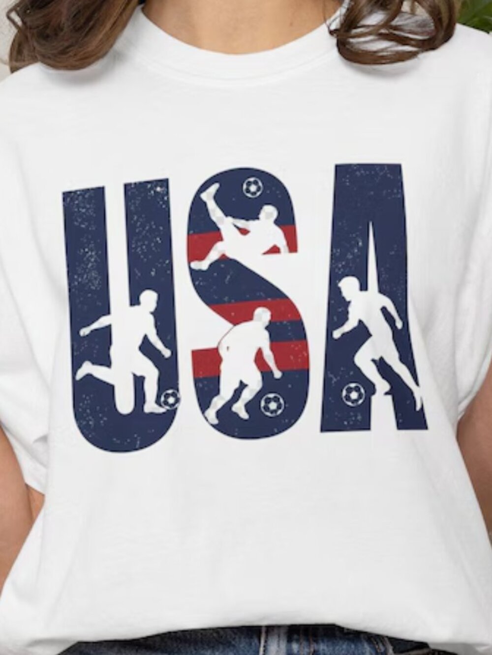 USA Soccer T-Shirt, Retro American Football Fan Tee, Sports Outfit T Shirt - Picture 2 of 5